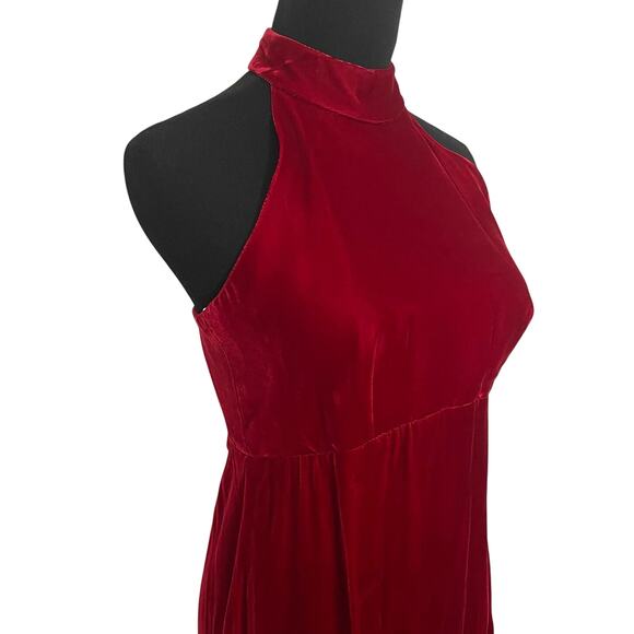 Vintage 70s Red Velvet Ball Gown Backless Bolero Jacket Set Mrs Claus Christmas - Picture 6 of 16